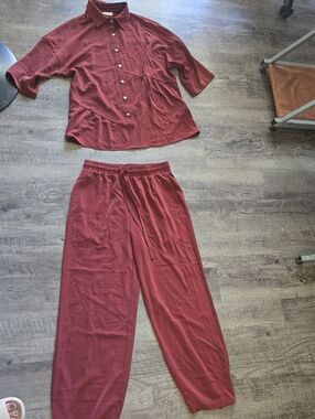 Women's Wine Red Two-Piece Pajama Set